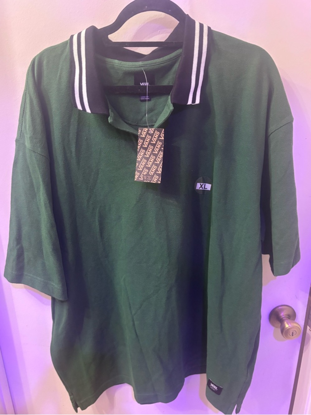 Vans NWT Men's Green Polo Shirt with Contrast Collar